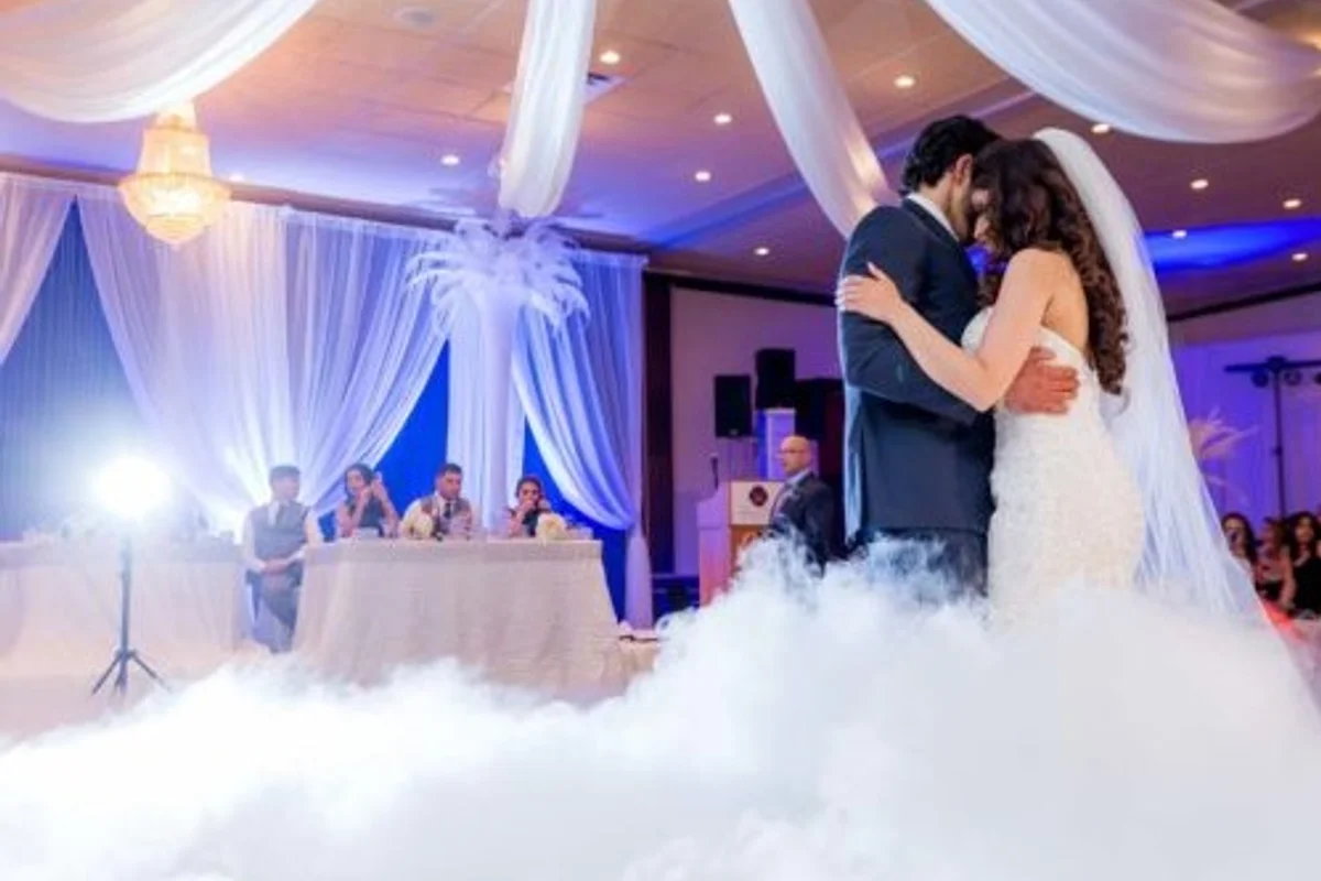 Wedding reception with DJ and uplighting